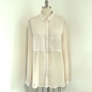Free People Solid and sheer tunic/ Blouse